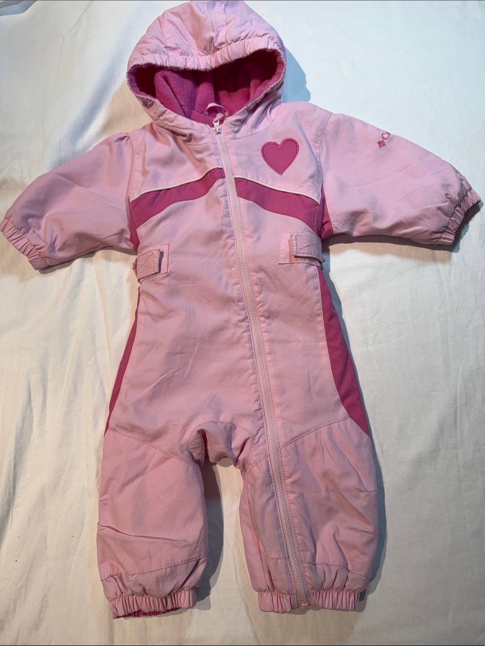 Columbia Pink Hooded Snowsuit with Dark Pink Accents